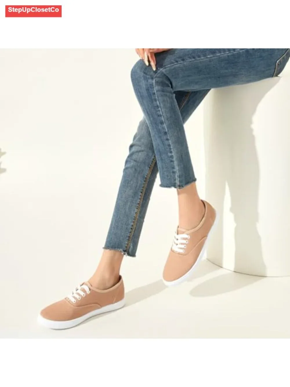 Women's White Canvas Slip-on Sneakers Breathable Flat Shoes